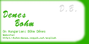 denes bohm business card