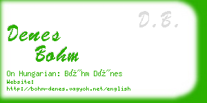 denes bohm business card